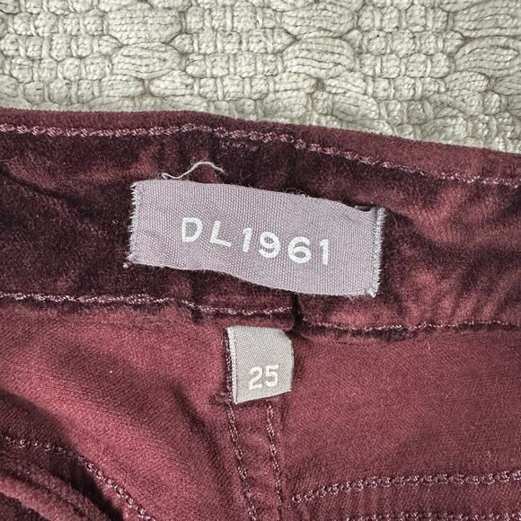 DL1961 Chrissy Ultra High Rise Skinny Jeans Size 25 (US 0/2) Burgundy Velvet - Picture 3 of 10